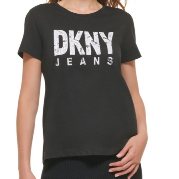 Dkny Jeans Tops - Dkny Jeans Women's Newpaper Logo Short Sleeve T-Shirt Black Size XS NWT